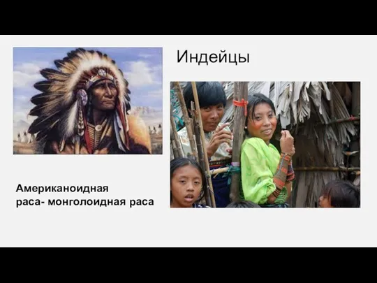 Индейцы Американоидная раса- монголоидная раса