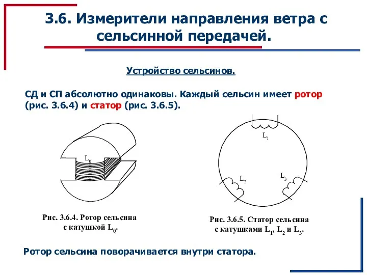 3.6. Измерители направления ветра с сельсинной передачей. Устройство сельсинов. СД и СП