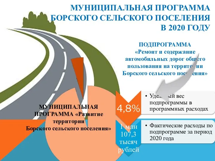 МУНИЦИПАЛЬНАЯ ПРОГРАММА БОРСКОГО СЕЛЬСКОГО ПОСЕЛЕНИЯ В 2020 ГОДУ МУНИЦИПАЛЬНАЯ ПРОГРАММА «Развитие территории