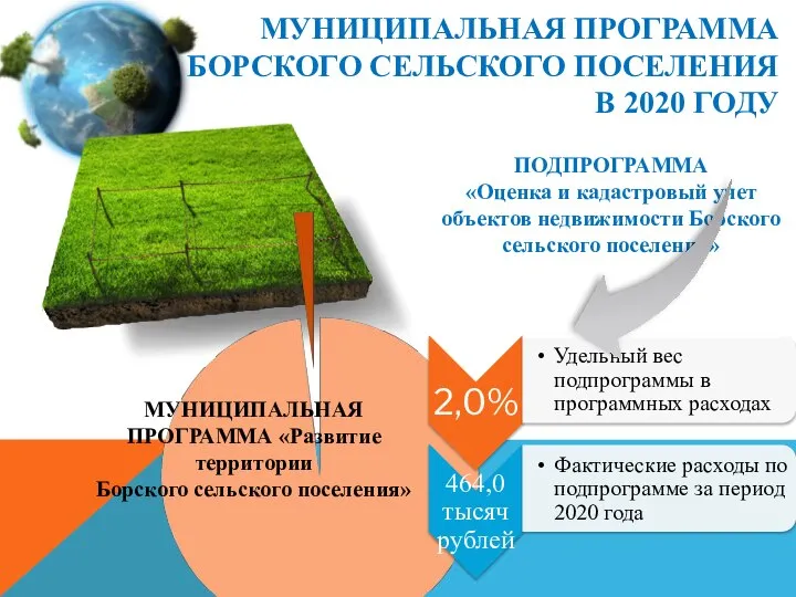 МУНИЦИПАЛЬНАЯ ПРОГРАММА БОРСКОГО СЕЛЬСКОГО ПОСЕЛЕНИЯ В 2020 ГОДУ ПОДПРОГРАММА «Оценка и кадастровый