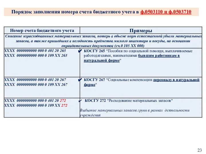 Порядок заполнения номера счета бюджетного учета в ф.0503110 и ф.0503710