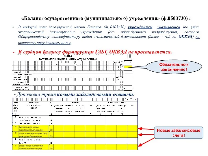 «Баланс государственного (муниципального) учреждения» (ф.0503730) : В кодовой зоне заголовочной части Баланса