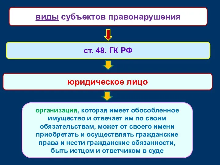 юридическое лицо ст. 48. ГК РФ организация, которая имеет обособленное имущество и