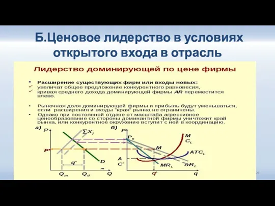 Б.Ценовое лидерство в условиях открытого входа в отрасль