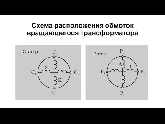 Схема расположения обмоток вращающегося трансформатора