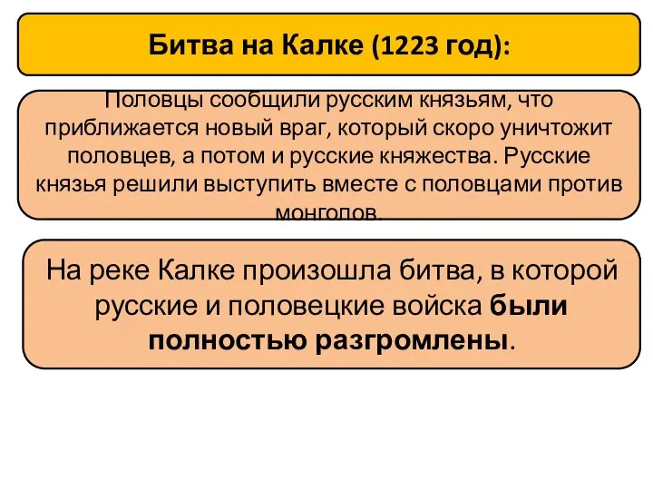 Половцы сообщили русским князьям, что приближается новый враг, который скоро уничтожит половцев,