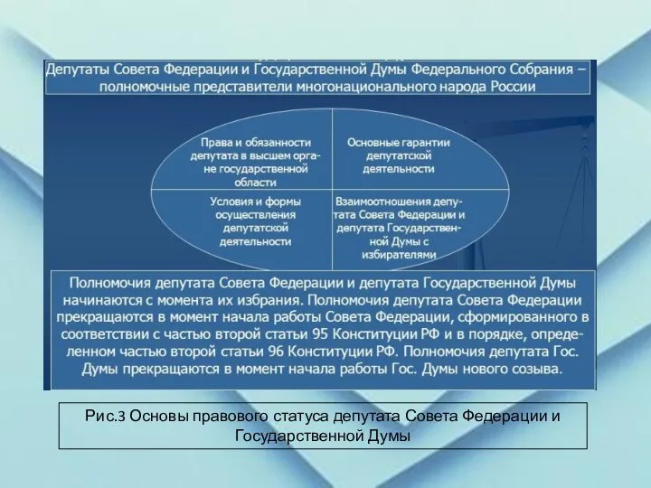 Рис.3 Основы правового статуса депутата Совета Федерации и Государственной Думы