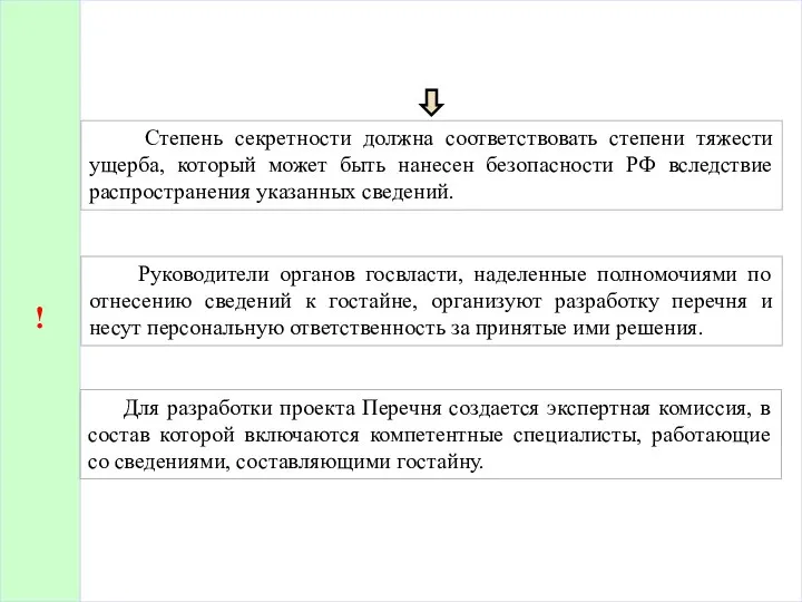 Степень секретности должна соответствовать степени тяжести ущерба, который может быть нанесен безопасности