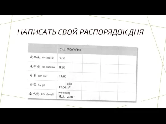 НАПИСАТЬ СВОЙ РАСПОРЯДОК ДНЯ