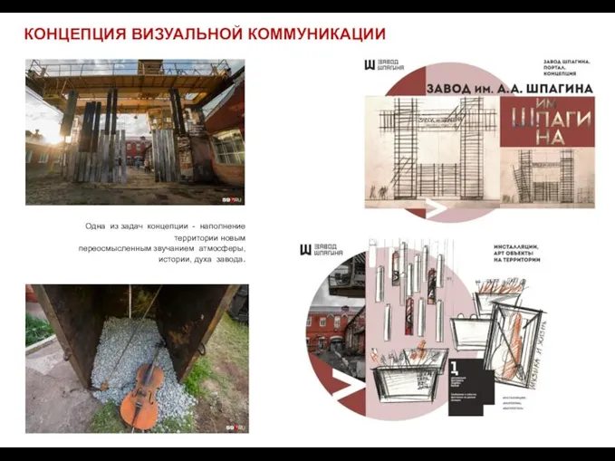 КОНЦЕПЦИЯ ВИЗУАЛЬНОЙ КОММУНИКАЦИИ Одна из задач концепции - наполнение территории новым переосмысленным