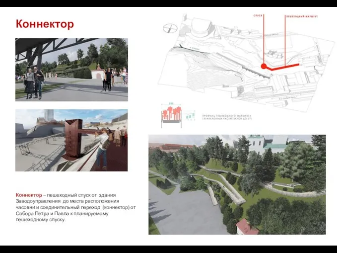 Коннектор Коннектор – пешеходный спуск от здания Заводоуправления до места расположения часовни