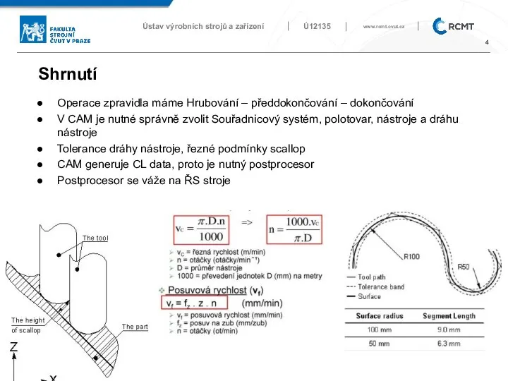 Shrnutí Operace zpravidla máme Hrubování – předdokončování – dokončování V CAM je