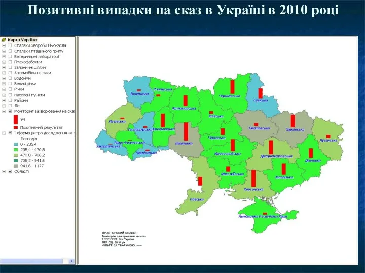 Позитивні випадки на сказ в Україні в 2010 році