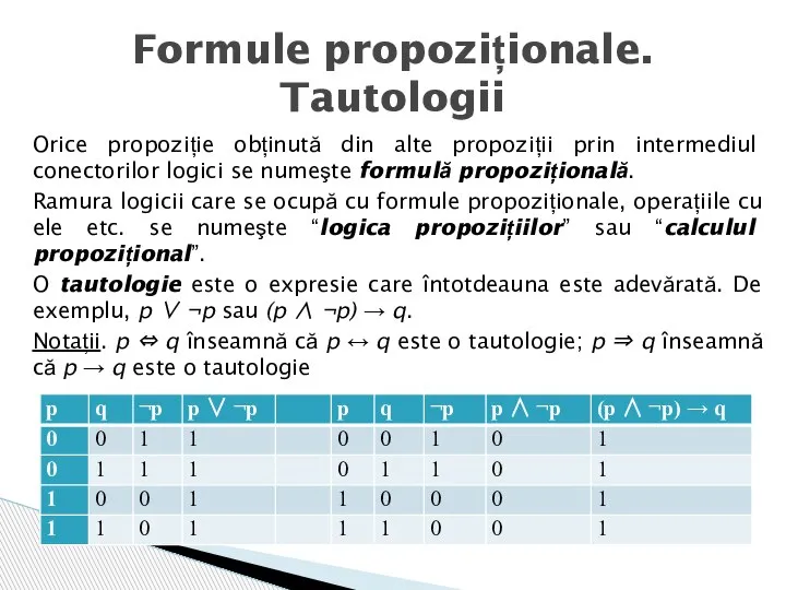 Orice propoziție obținută din alte propoziții prin intermediul conectorilor logici se numeşte