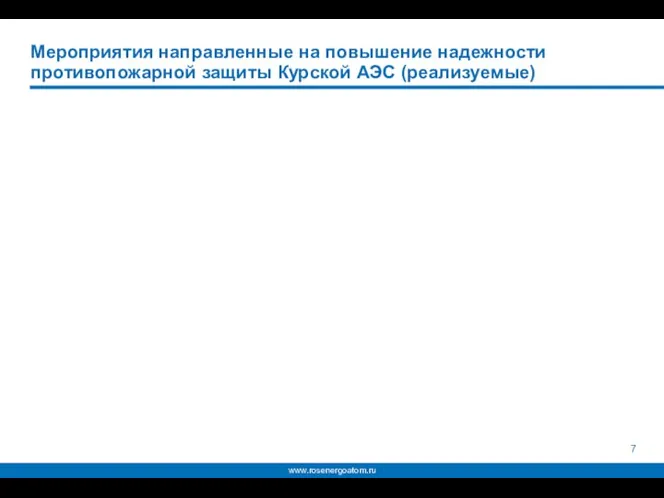 Мероприятия направленные на повышение надежности противопожарной защиты Курской АЭС (реализуемые)