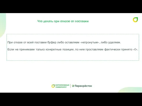 Что делать при отказе от поставки При отказе от всей поставки буфер