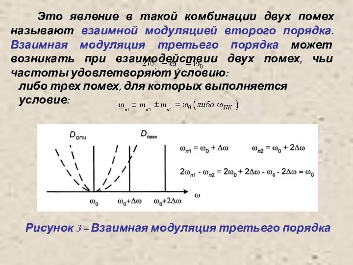Это явление в такой комбинации двух помех называют взаимной модуляцией второго порядка.