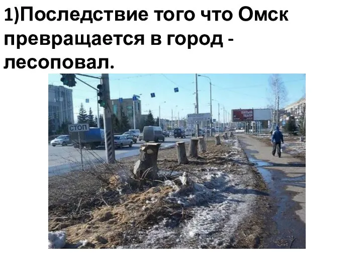 1)Последствие того что Омск превращается в город - лесоповал.