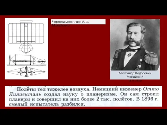 Чертежи моноплана А. Ф. Можайского Александр Фёдорович Можайский 1825-1890