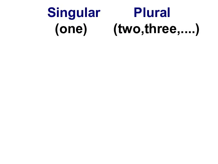 Singular Plural (one) (two,three,....)