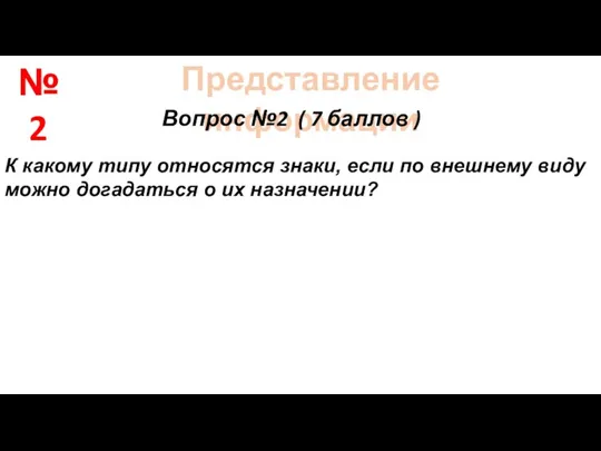 Представление информации Вопрос №2 ( 7 баллов ) К какому типу относятся