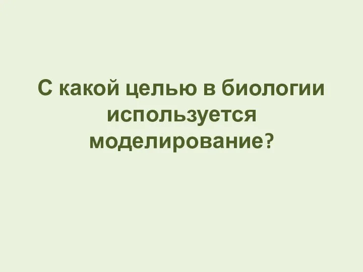 С какой целью в биологии используется моделирование?