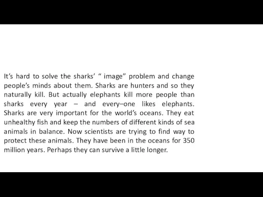 It’s hard to solve the sharks’ “ image” problem and change people’s