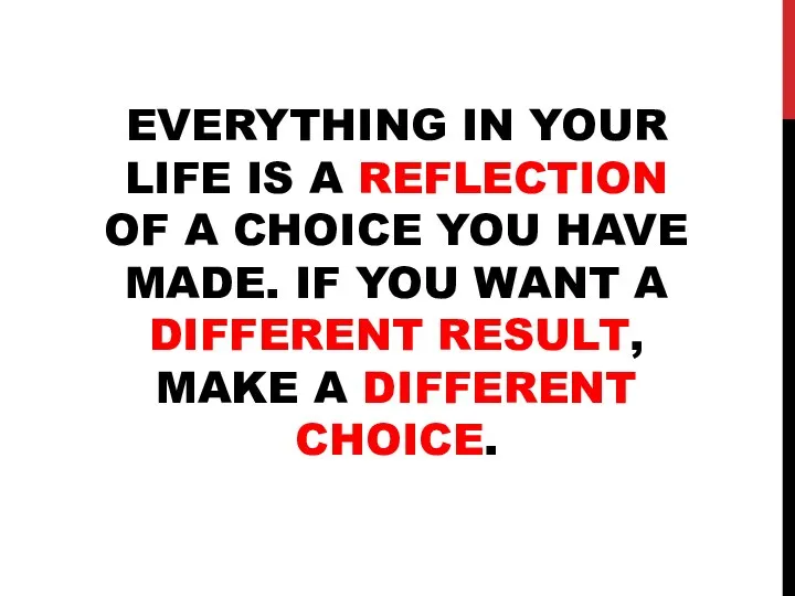 EVERYTHING IN YOUR LIFE IS A REFLECTION OF A CHOICE YOU HAVE