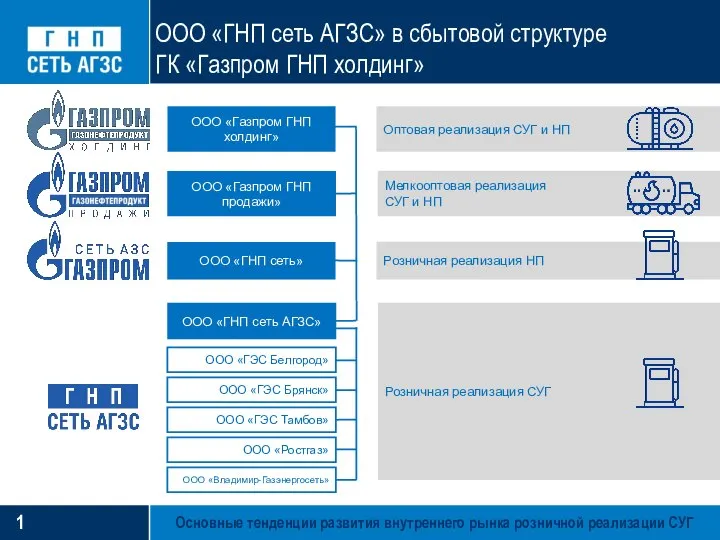 Основные тенденции развития внутреннего рынка розничной реализации СУГ ООО «ГНП сеть АГЗС»