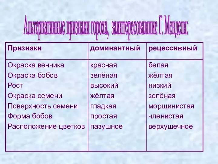 белая жёлтая низкий зелёная морщинистая членистая верхушечное красная зелёная высокий жёлтая гладкая