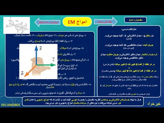 خیرخواه 09118469805 امواج EM متن کتاب درسی: بار ساکن q ، میدان