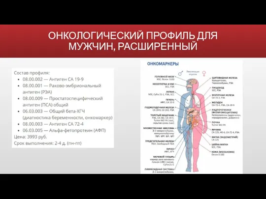 ОНКОЛОГИЧЕСКИЙ ПРОФИЛЬ ДЛЯ МУЖЧИН, РАСШИРЕННЫЙ