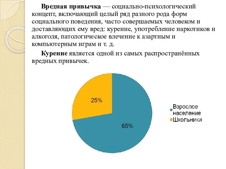 Вредная привычка — социально-психологический концепт, включающий целый ряд разного рода форм социального