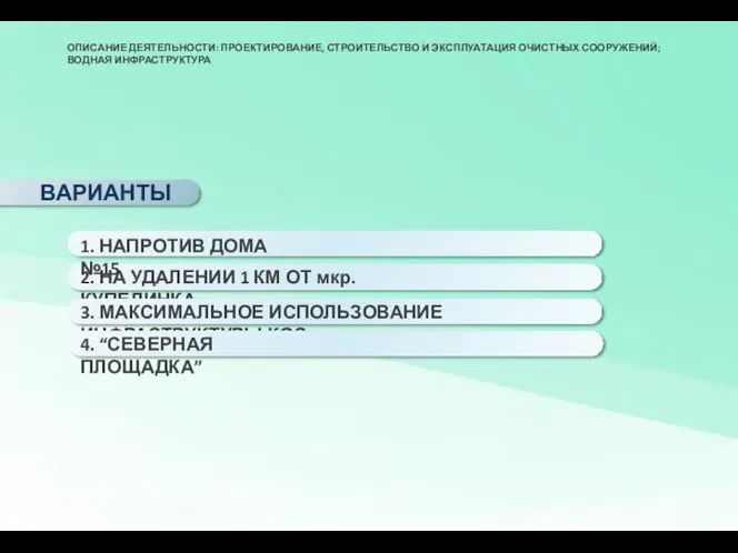 ВАРИАНТЫ 1. НАПРОТИВ ДОМА №15 2. НА УДАЛЕНИИ 1 КМ ОТ мкр.