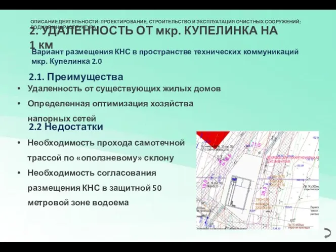 2. УДАЛЕННОСТЬ ОТ мкр. КУПЕЛИНКА НА 1 км ОПИСАНИЕ ДЕЯТЕЛЬНОСТИ: ПРОЕКТИРОВАНИЕ, СТРОИТЕЛЬСТВО