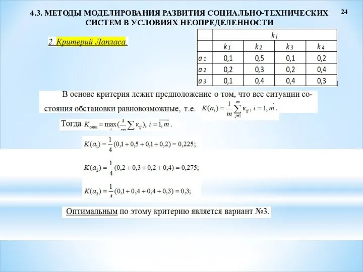 24 4.3. МЕТОДЫ МОДЕЛИРОВАНИЯ РАЗВИТИЯ СОЦИАЛЬНО-ТЕХНИЧЕСКИХ СИСТЕМ В УСЛОВИЯХ НЕОПРЕДЕЛЕННОСТИ