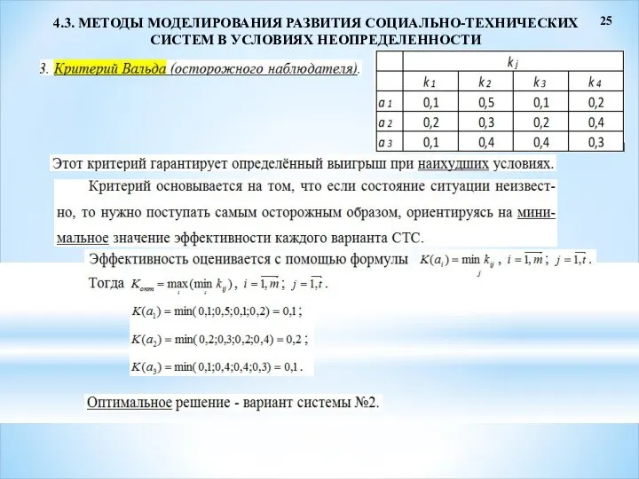 25 4.3. МЕТОДЫ МОДЕЛИРОВАНИЯ РАЗВИТИЯ СОЦИАЛЬНО-ТЕХНИЧЕСКИХ СИСТЕМ В УСЛОВИЯХ НЕОПРЕДЕЛЕННОСТИ