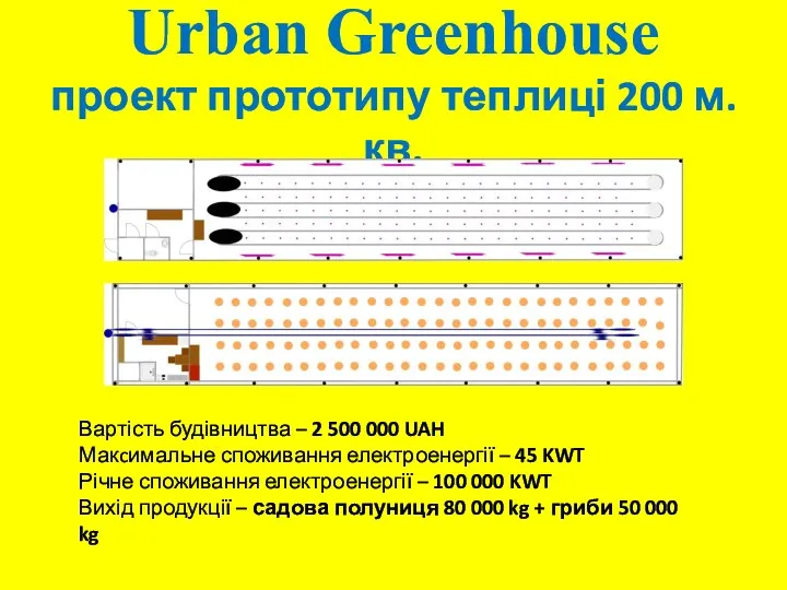 Urban Greenhouse проект прототипу теплиці 200 м. кв. Вартість будівництва – 2