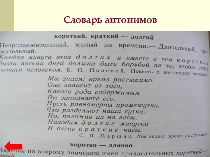 Словарь антонимов