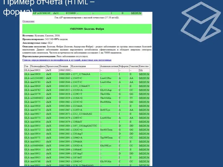 Пример отчета (HTML – форма)