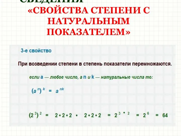 ТЕОРЕТИЧЕСКИЕ СВЕДЕНИЯ «СВОЙСТВА СТЕПЕНИ С НАТУРАЛЬНЫМ ПОКАЗАТЕЛЕМ»