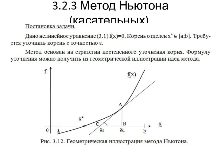 3.2.3 Метод Ньютона (касательных).