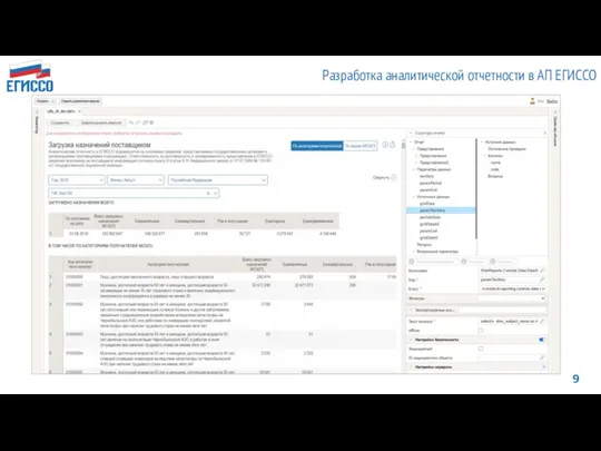 Разработка аналитической отчетности в АП ЕГИССО