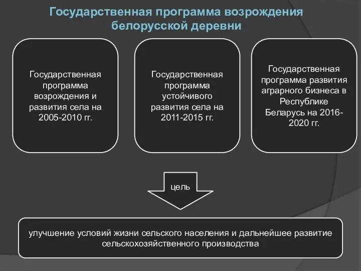 Государственная программа возрождения и развития села на 2005-2010 гг. Государственная программа устойчивого