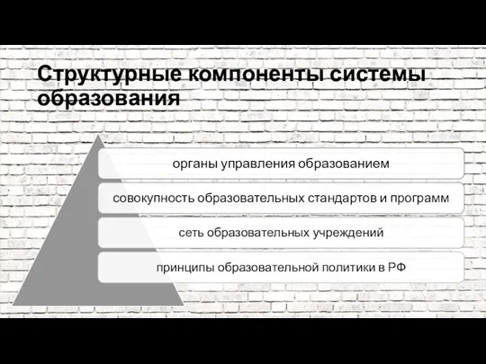 Структурные компоненты системы образования