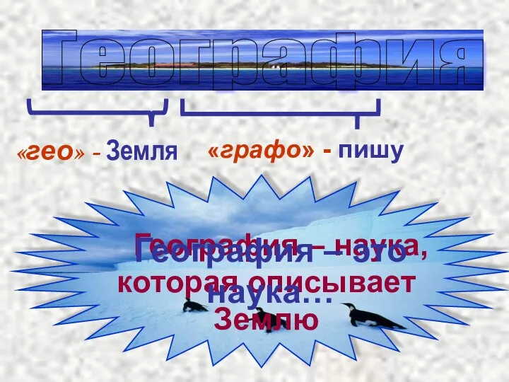 География – наука, которая описывает Землю География «гео» - Земля «графо» -