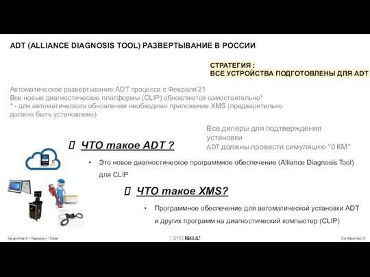 Department / Redactor / Date ADT (ALLIANCE DIAGNOSIS TOOL) РАЗВЕРТЫВАНИЕ В РОССИИ