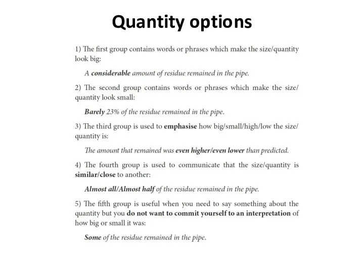 Quantity options