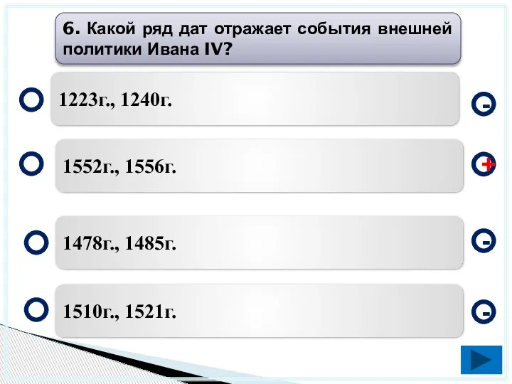 1552г., 1556г. 1478г., 1485г. 1510г., 1521г. 1223г., 1240г. - - + -