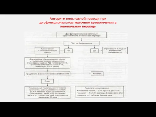 Алгоритм неотложной помощи при дисфункциональном маточном кровотечении в ювенильном периоде